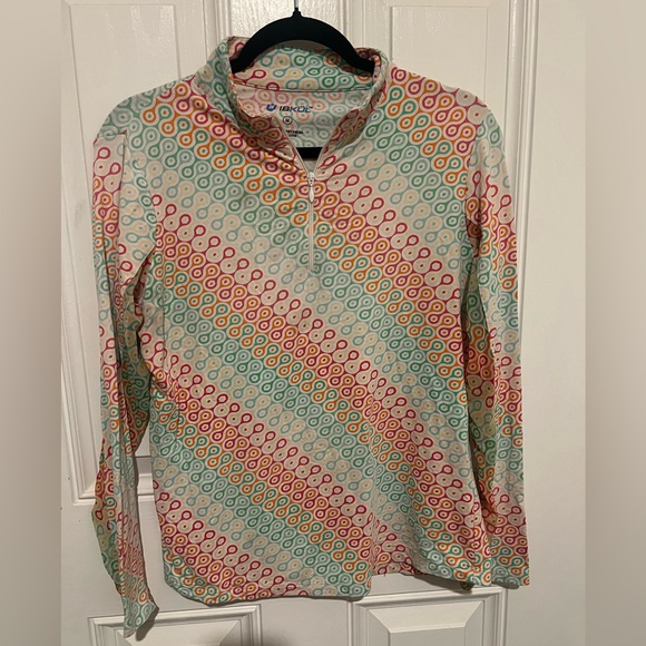 Ibkul Outdoor Long Sleeve Tennis Golf 1/2 Zip Pullover UPF 50 Geometric Medium - Picture 2 of 10